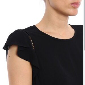 Michael Kors Black Blouse With Flutter Sleeve, Size S